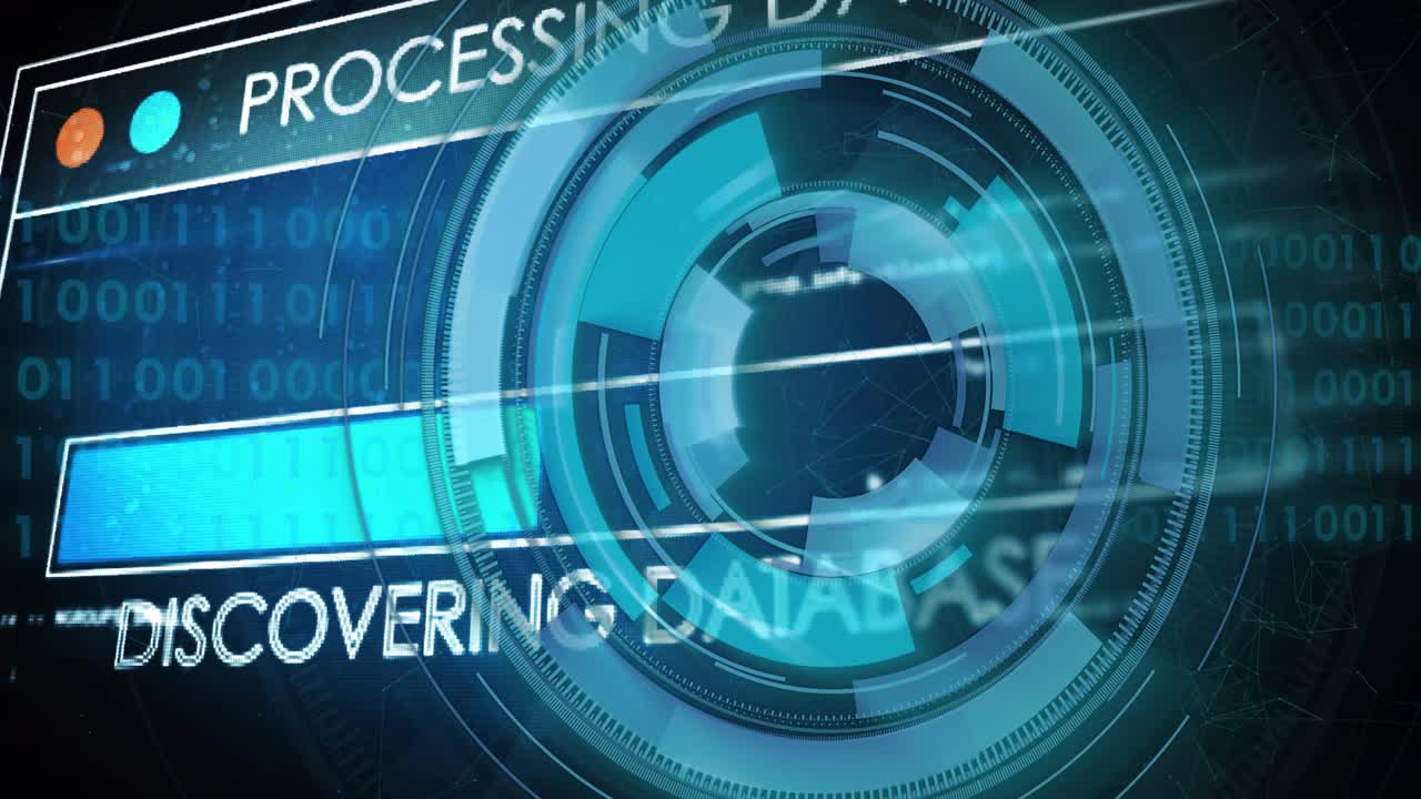 Upon loading, cyan-blue ring rotating while progress bar filling visualizing secure connection