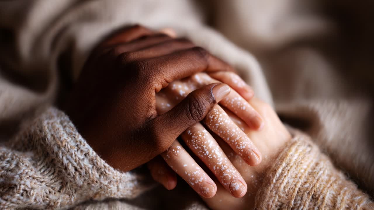 A Beautiful Connection: Two Hands Together, Symbolizing Love, Support, and Unity Amidst a Soft and Cozy Setting, Highlighting the Importance of Human Touch and Relationships