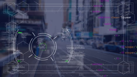 Animación-Del-Escaneo-De-Alcance-Sobre-El-Procesamiento-De-Datos-En-El-Paisaje-Urbano