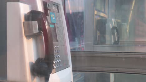 coin public telephone booths, phone booths, are seen lined up in hong kong