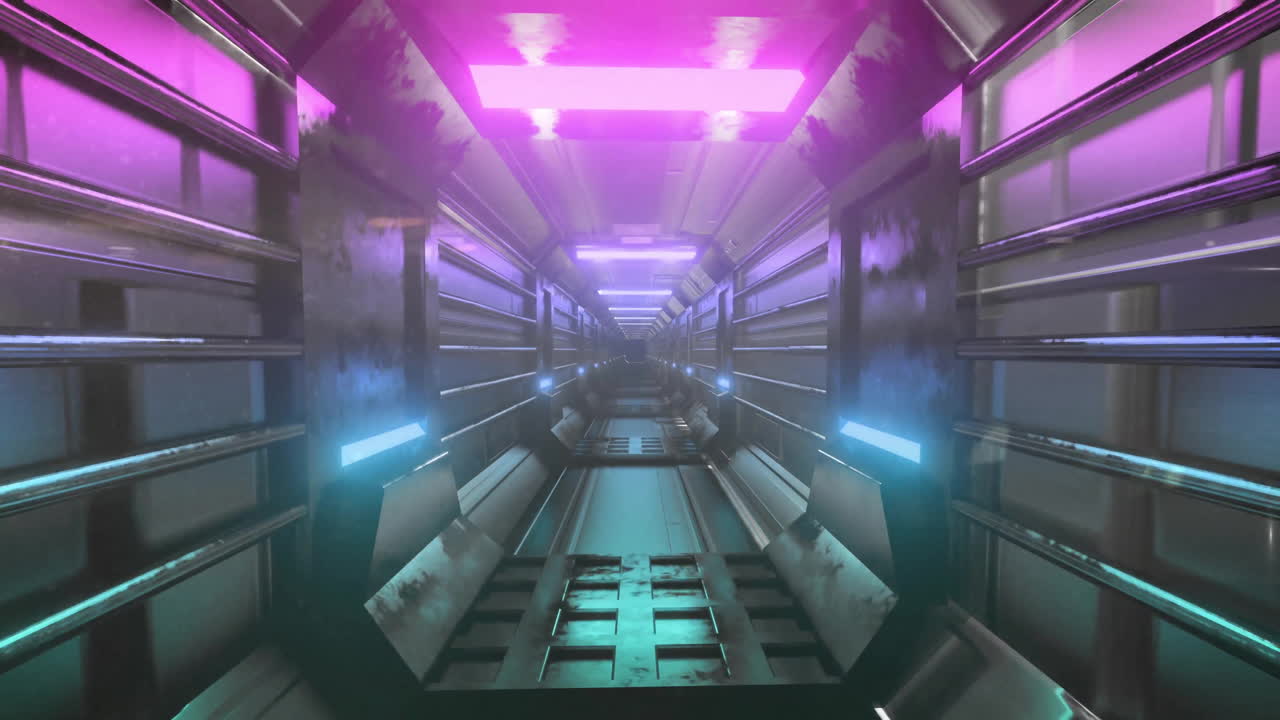 Animation of silver digital tunnel with lights