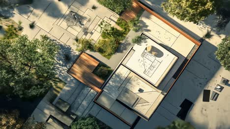 modern house design with park landscape