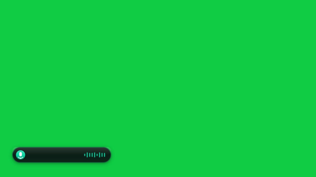 Grafica per terzo inferiore di podcast con icona del microfono e barre audio su sfondo green screen