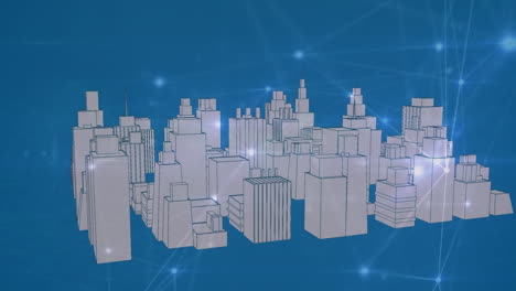 Animation of network of connections over digital city
