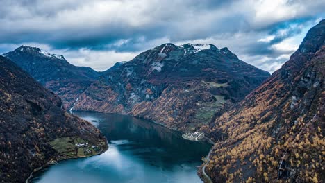 aerial view of the famous geiranger fjord