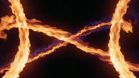 abstract fiery energy streams crossing on black background