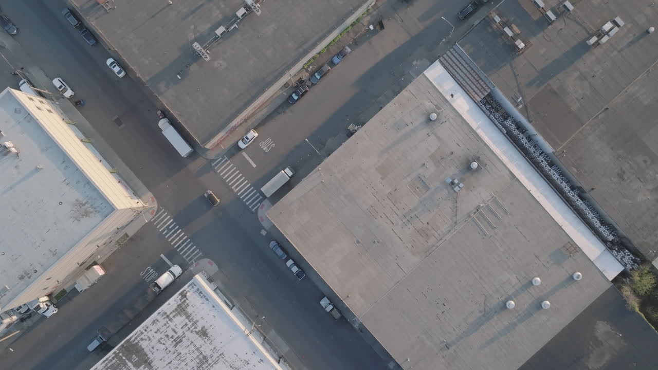 Aerial view of an industrial section of Brooklyn. Shot in New York City.