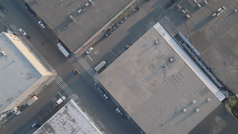 aerial view of an industrial section of brooklyn. shot in new york city.