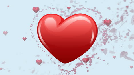 animación de múltiples corazones rojos sobre un fondo azul.