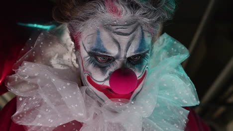 closeup of scary clown