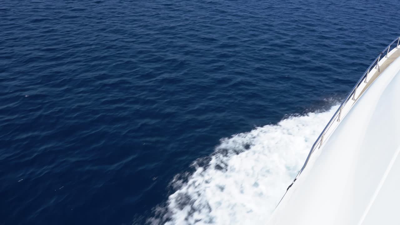 Bow of Yacht Sailing on the Blue Ocean on a Sunny Summer's Day