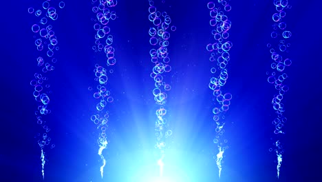 rainbow bubbles on a blue background, loop,