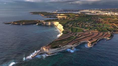 Aerial-view-of-coastline-and-cliffs