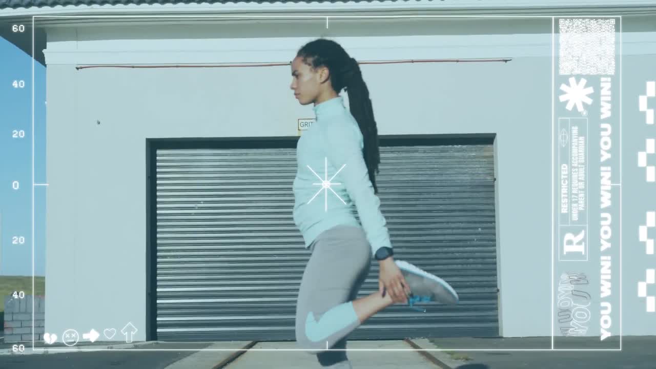 밖에서 운동하는 여성에 대한 통계와 그래프의 애니메이션