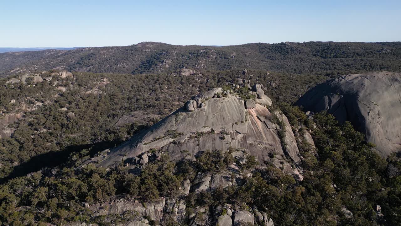 Right to left aerial Footage, Girraween National Park, Southern Queensland Australia. Girraween National Park is located near Stanthorpe and the Queensland and New South Wales border.