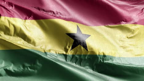 bandera textil de ghana ondeando en el bucle del viento. bandera ghanesa balanceándose en la brisa. tejido textil de tela. fondo de relleno completo. bucle de 10 segundos.