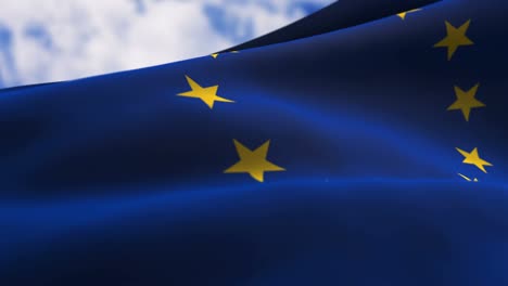 european union flag waving in the wind with highly detailed fabric texture. seamless loop stock 4k video