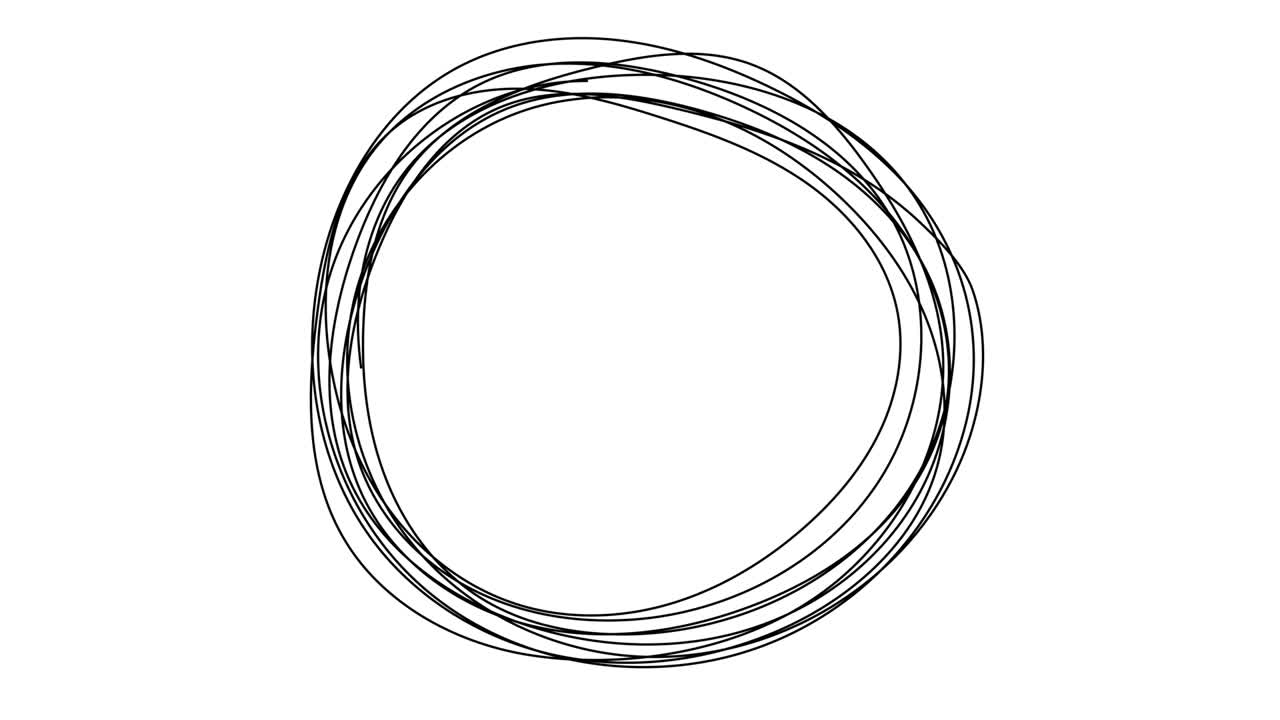 손으로 그려진 스크리블 서클, 로고 디자인 요소. 모션 그래픽.