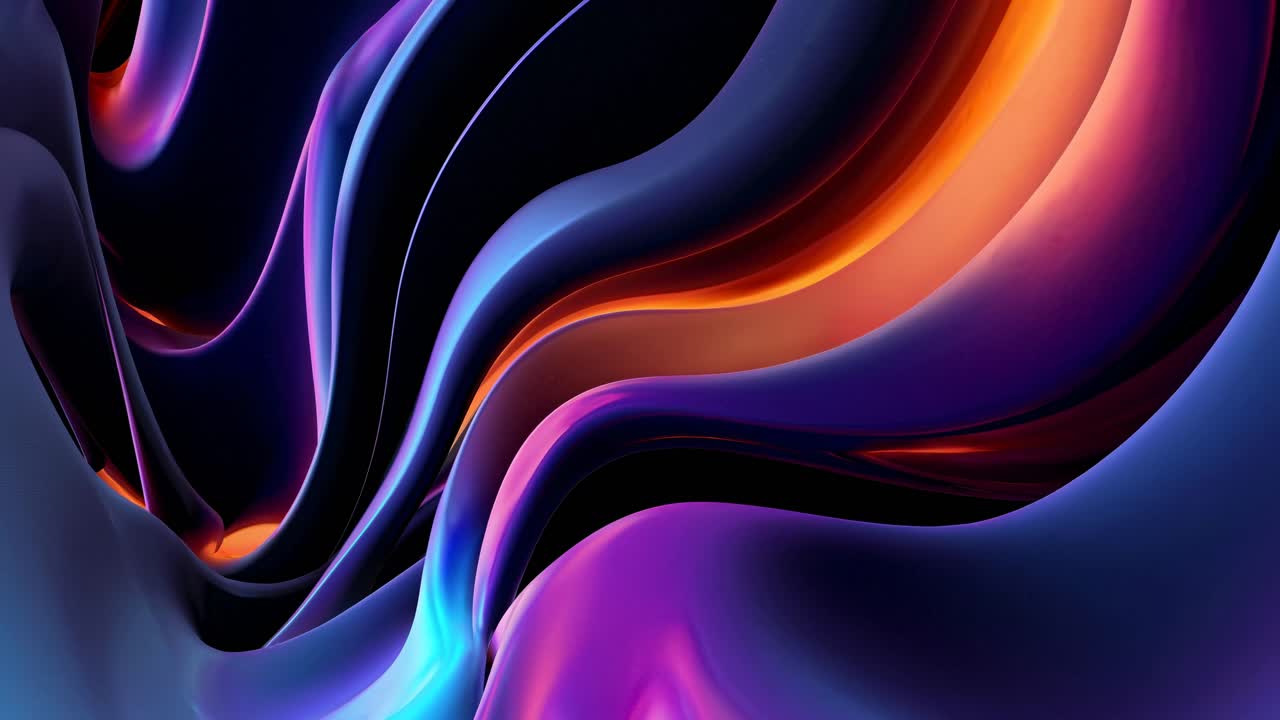 Arte video astratta con onde fluide e colorate dai toni vivaci.
