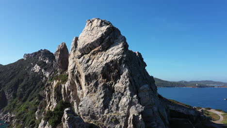 Rocky-edge-mountains-cap-mèdes-Porquerolles-aerial-view-France-sunny-day-summer