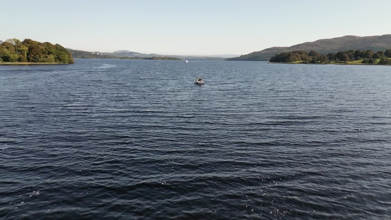 Ski boat, recreational water sports on the lake, summer activity