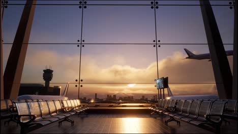 airport terminal at sunrise/sunset