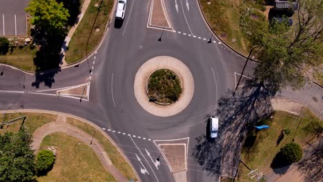 above view of roundabout road on the lakeside town of jindabyne in southeast new south wales, australia