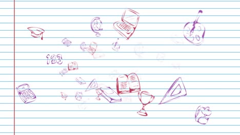 animation of falling school supplies over lined sheet