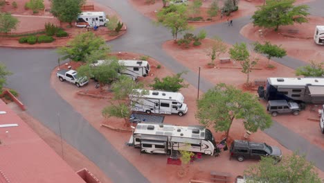 aerial view of rv's at goulding's rv park in utah