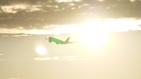 airplane flying at sunset