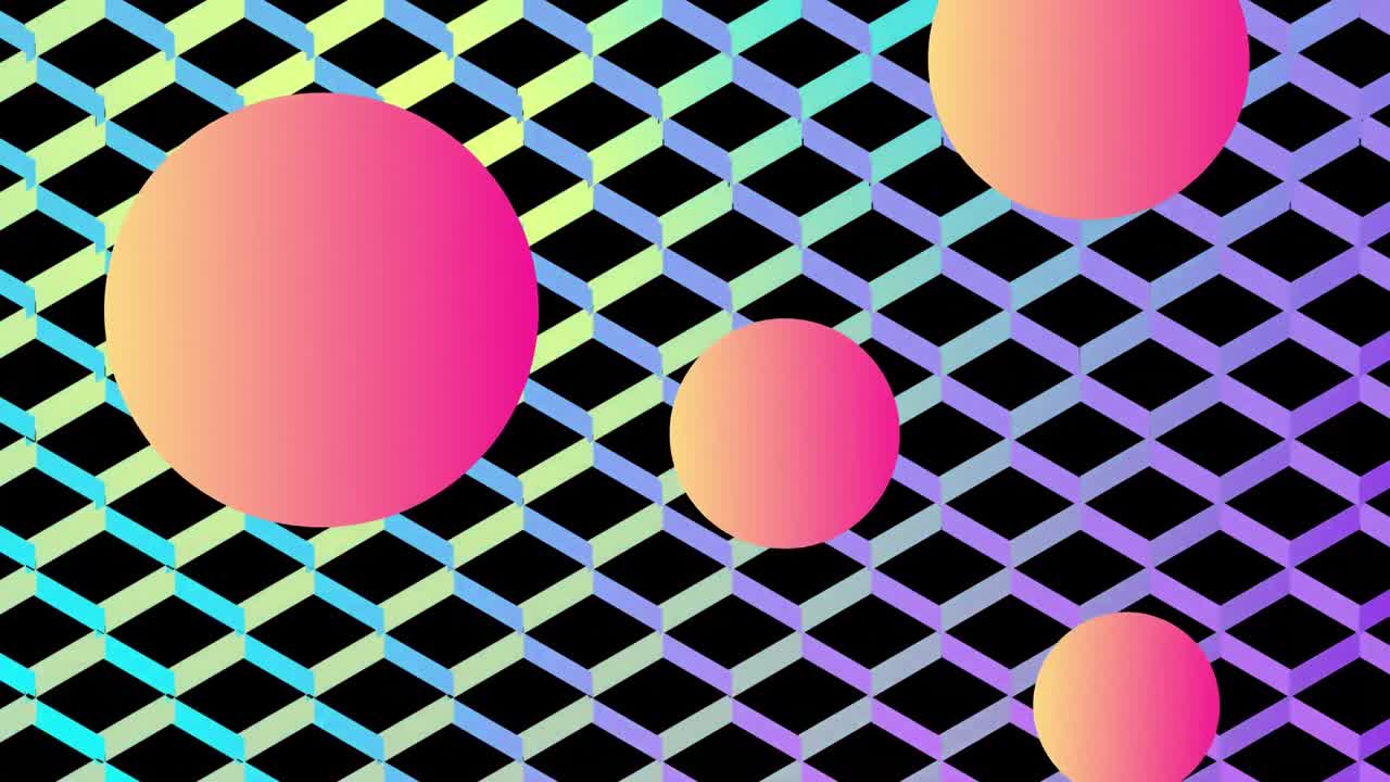 반사 그리드 앞에 떠다니는 오렌지색 공