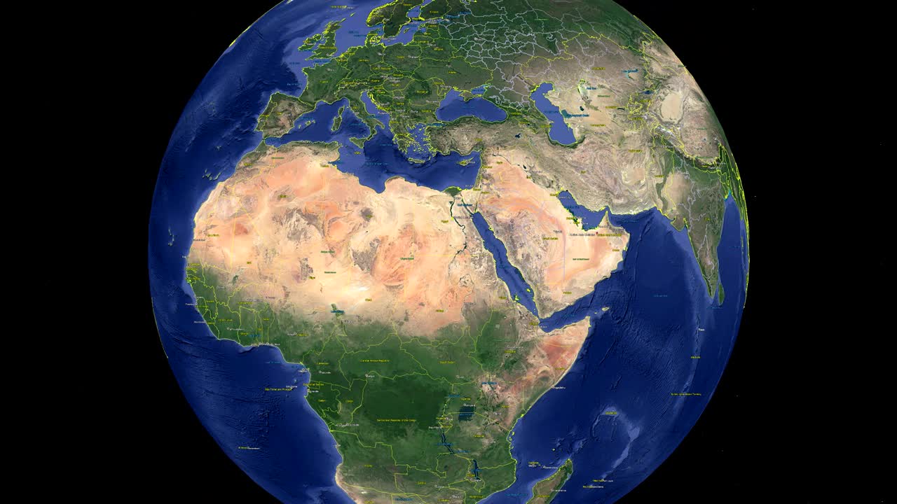 아랍에미리트 발과 함께 우주에서 3d 지구 - 아랍 에미리트 외부에서 확대