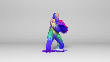 el baile del colorido monstruo peludo.