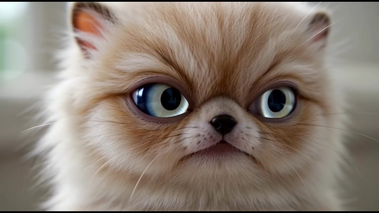 Ritratto ravvicinato di un gattino soffice con grandi occhi espressivi