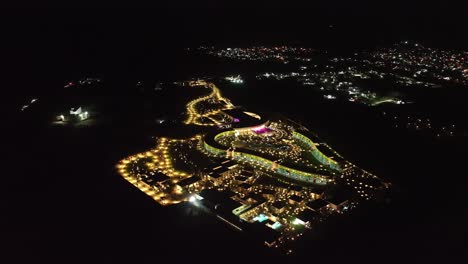 Drone-Aéreo-De-Tentación-Miches-Resort-En-La-Noche-En-Dominicano