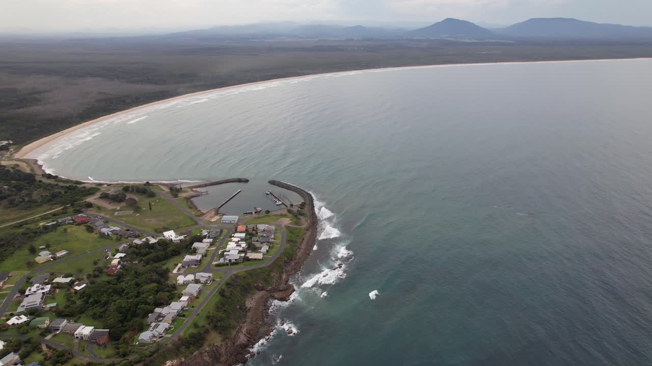 Crowdy Head Boat Harbour And Muir Park On North Coast Of New South Wales In Australia. aerial shot
