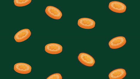 caen monedas de naranja con tréboles
