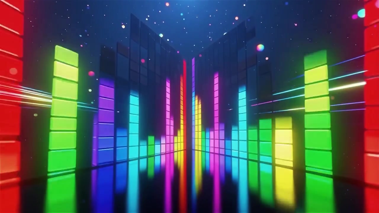Futuristic Rainbow Neon Music Equalizer Visualizer Background