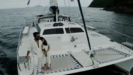 establishing shot of boat on the sea high quality 4k shot