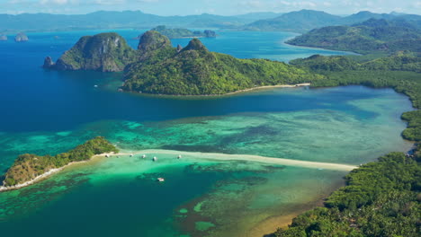 Stunning Aerial View of Tropical Islands with Clear Blue Waters and Sandbar