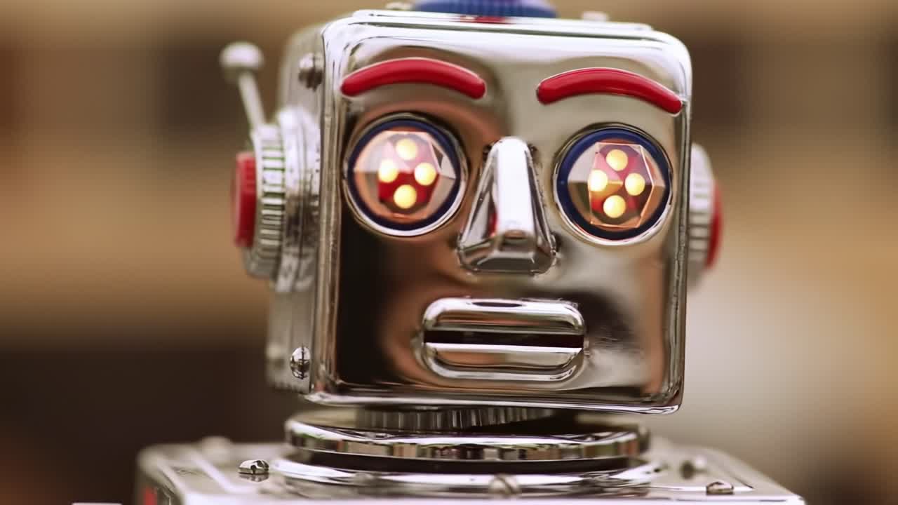 A Fascinating Journey Through Time: The Transformation of a Vintage Robot Toy from Static to Dynamic with Illuminated Expressions
