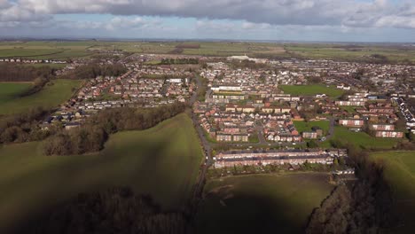 Drone video over Throckley village and outskirts of Northumberland from the South - Newcastle upon Tyne, England