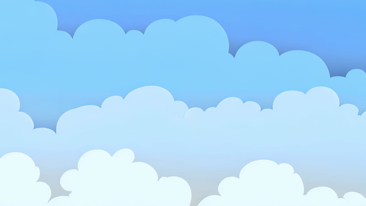 nubes de dibujos animados que se mueven en la animación del cielo azul