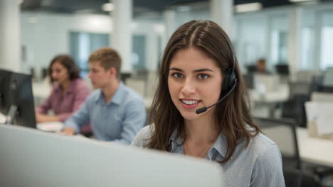 representantes de servicio al cliente que trabajan en una oficina moderna