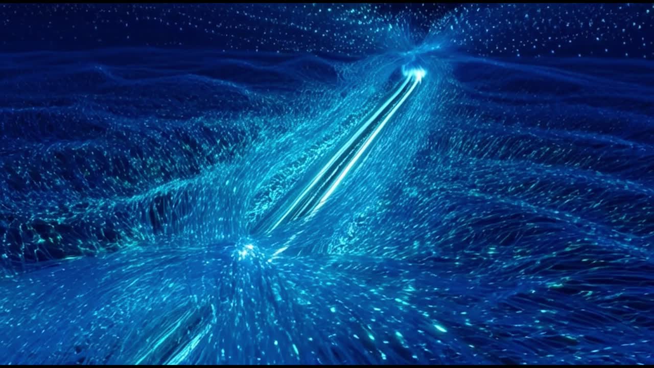 Futuristic Abstract Blue Light Trails and Data Flow