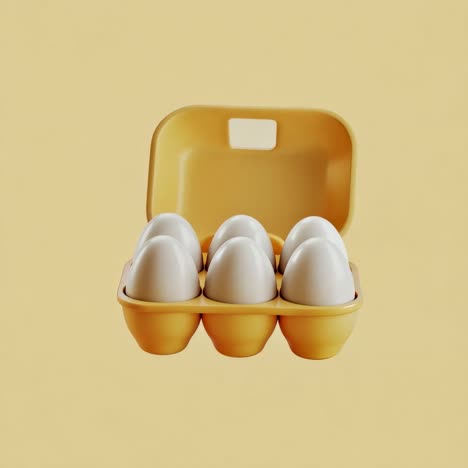 half dozen white eggs in yellow carton