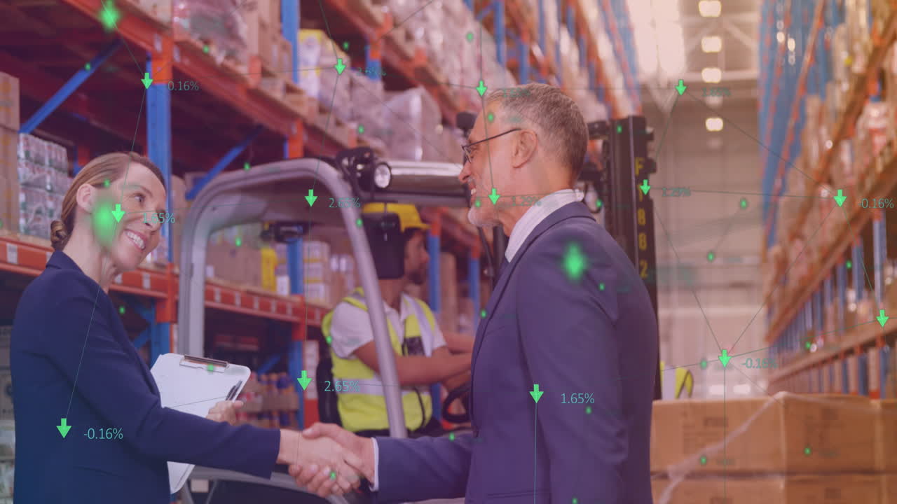 animación de la red de conexiones a través de diversas personas de negocios que se dan la mano