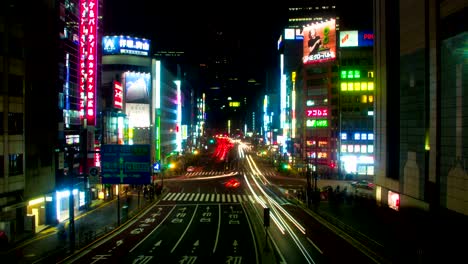 night lapse at shinjuku south side wide shot tilt up