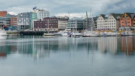 view of a marina in tromso, north norway