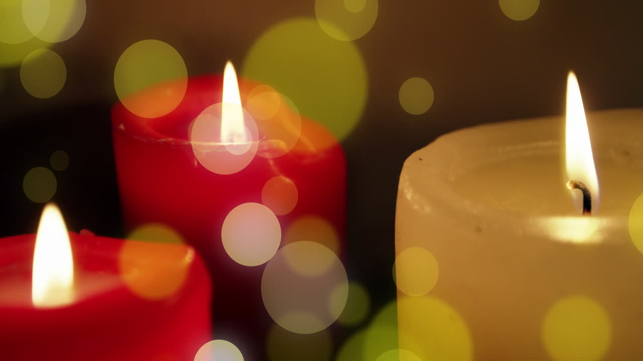 animación de puntos de luz sobre las velas en navidad